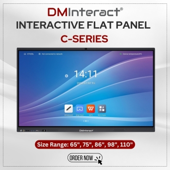 DMInteract C Series 65" 4K Interactive Flat Panel Display With Built-In 48MP Camera, 8 Array Microphone, NFC & Fingerprint Security, 10W Dual Speakers, 8GB RAM 128GB ROM, Android 14 And Windows 11 OPS Module (Optional)