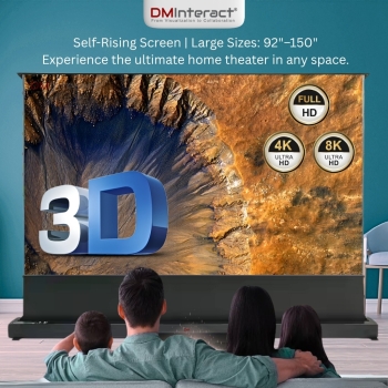 DMInteract 100inch 16:9 4K CLR Motorized Floor Rising PET Crystal Projector Screen For UST Projectors 