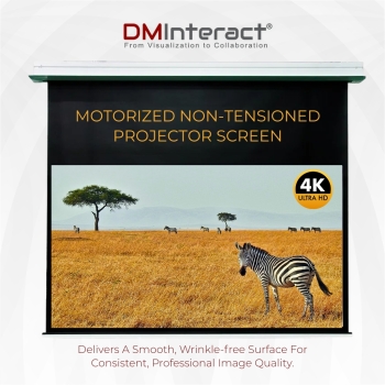DMInteract 160inch 16:9 4K Electric Non-Tensioned In-Ceiling Projector Screen For Long Throw Projectors - Glass Matte White 