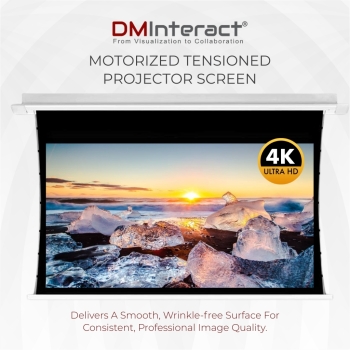 DMInteract 92inch 16:9 4K Electric Tensioned In-Ceiling Projector Screen For Long Throw Projectors - Matte White 
