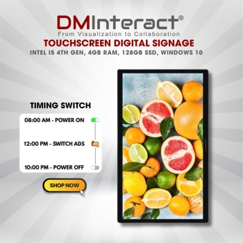 DMInteract DM43TS 43" 4K Touchscreen Digital Signage | Intel i5 4th Gen, 4GB RAM, 128GB SSD, Windows 10